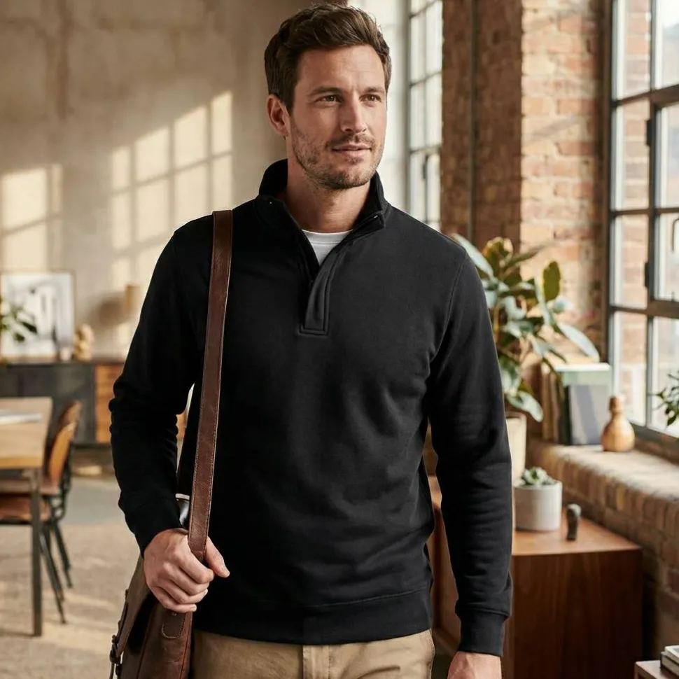 B&C BCID4 - Sweatshirt Col Zippé Homme
