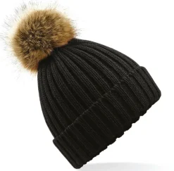 Beechfield B412 - BONNET EPAIS AVEC POMPON EN FAUSSE FOURRURE