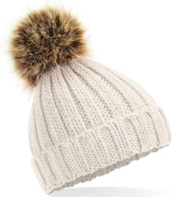 Beechfield B412 - BONNET EPAIS AVEC POMPON EN FAUSSE FOURRURE