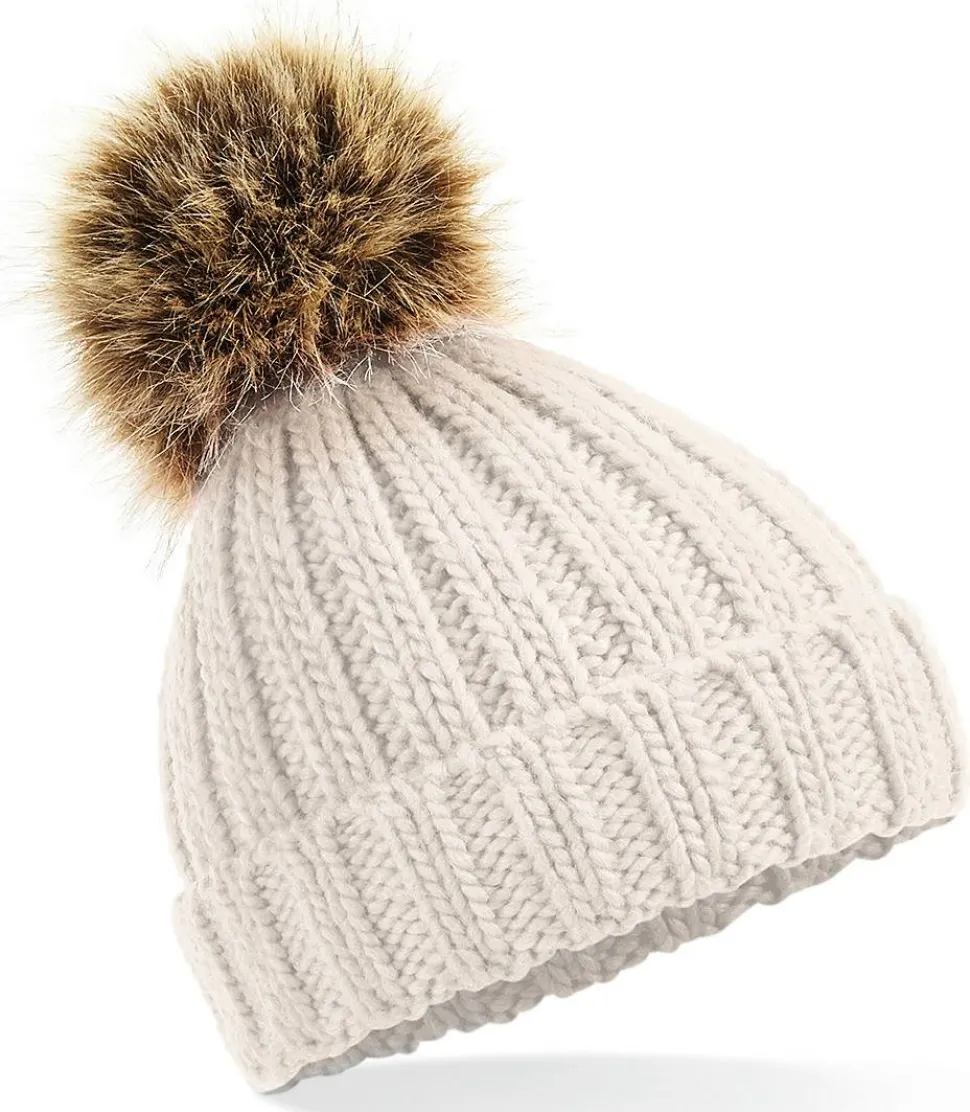 Beechfield B412 - BONNET EPAIS AVEC POMPON EN FAUSSE FOURRURE