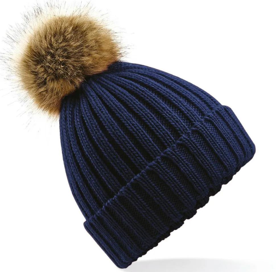 Beechfield B412 - BONNET EPAIS AVEC POMPON EN FAUSSE FOURRURE