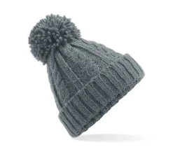 BEECHFIELD BF480 - Bonnet Douillet en Laine avec Pompon et Suprafleece