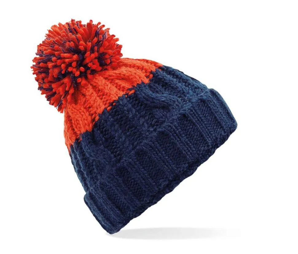 Beechfield BF437 - Bonnet Douillet à Maille Torsadée Bicolore