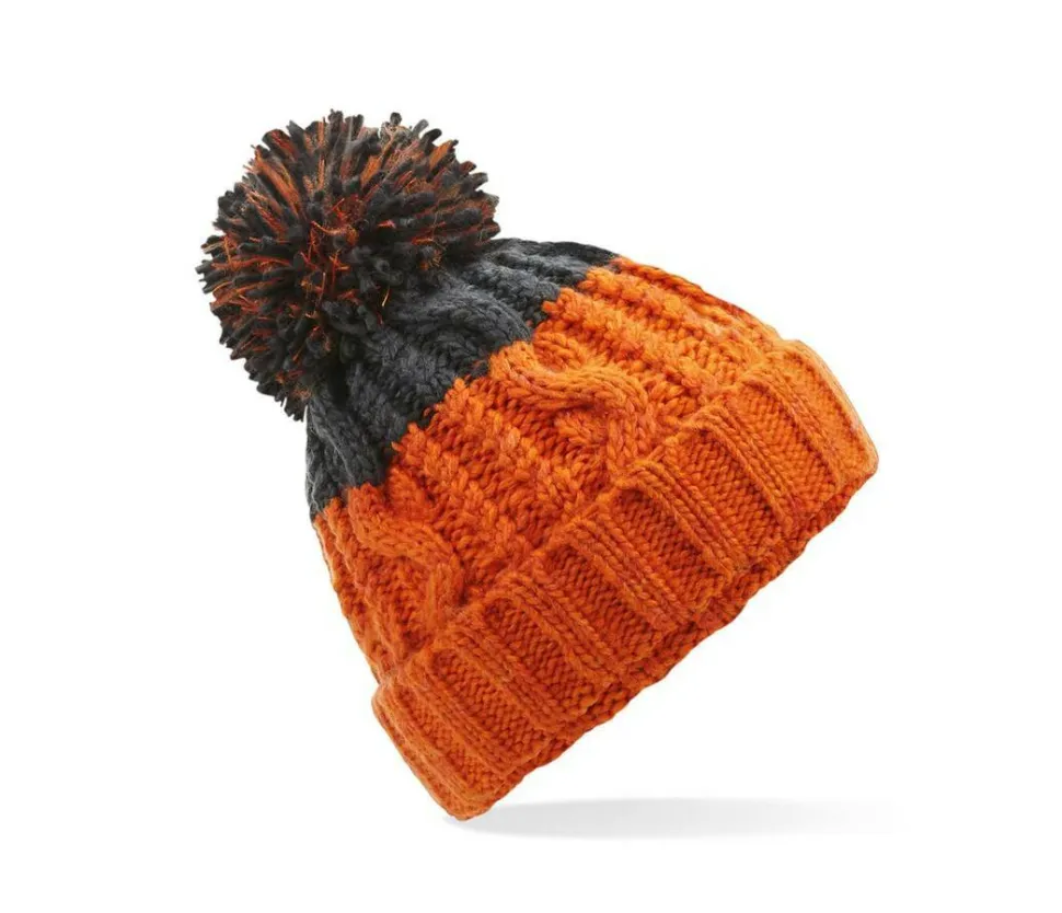 Beechfield BF437 - Bonnet Douillet à Maille Torsadée Bicolore
