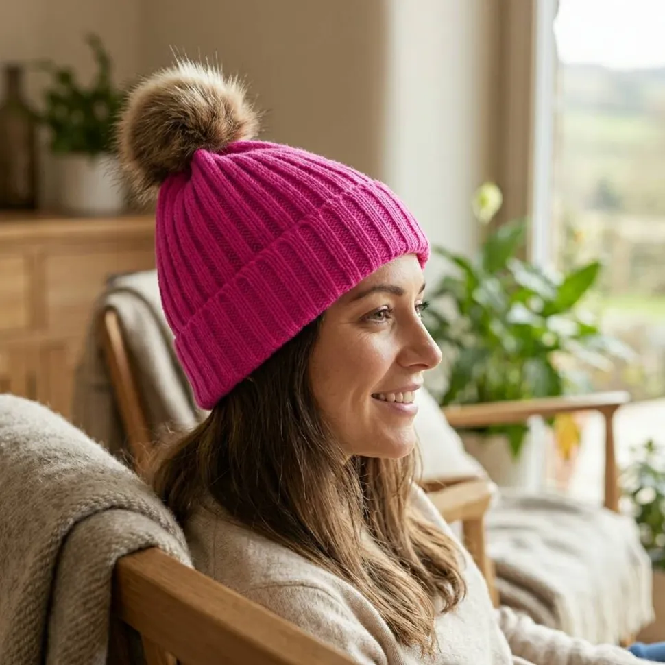 Beechfield BF412 - Bonnet grosse maille Pop Pom