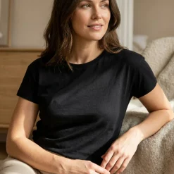 BUILD YOUR BRAND BY052 - T-Shirt Femme Confort Coton Noir Personnalisable
