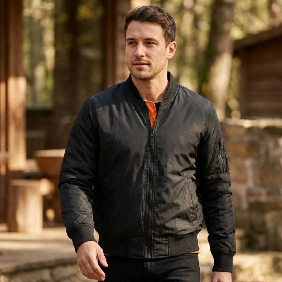 BUILD YOUR BRAND BY030 - Veste Bomber Moderne et Élégante en Nylon