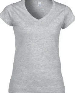 Gildan GI64V00L - T-shirt Femme Col V en Coton Doux