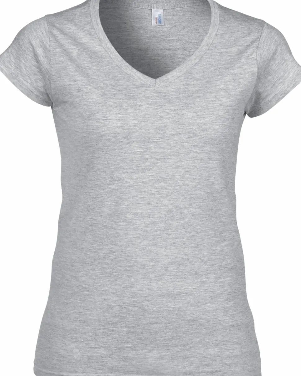 Gildan GI64V00L - T-shirt Femme Col V en Coton Doux