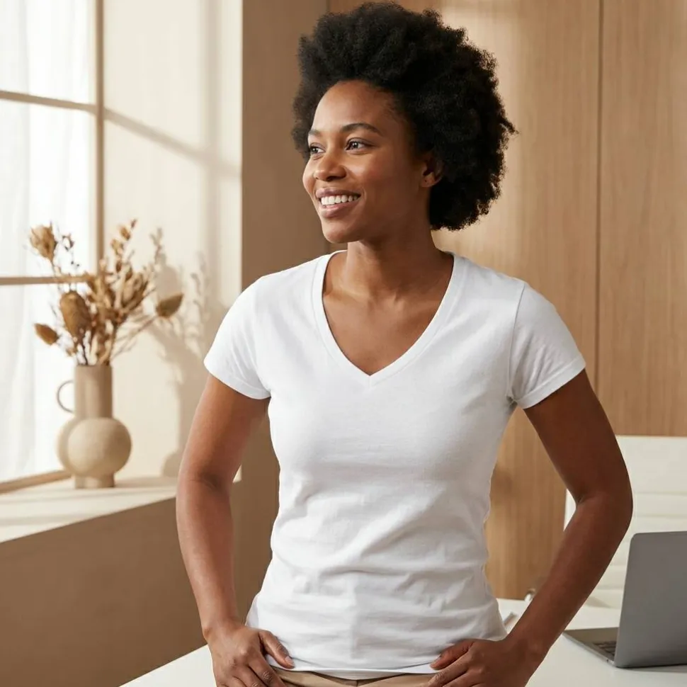 Gildan GI64V00L - T-shirt Femme Col V en Coton Doux