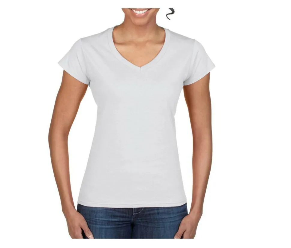 Gildan GN647 - T-Shirt Femme Col V 100% Coton