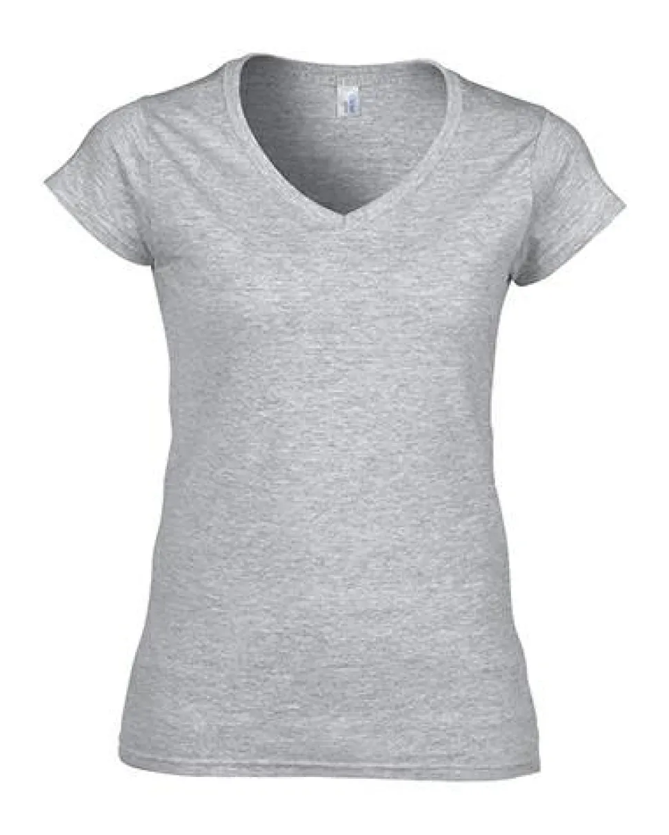 Gildan 64V00L - T-Shirt Femme Col V 100% Coton