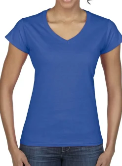 Gildan 64V00L - T-Shirt Femme Col V 100% Coton
