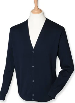 Henbury H722 - Cardigan Élégant Bimatière pour Hommes Henbury