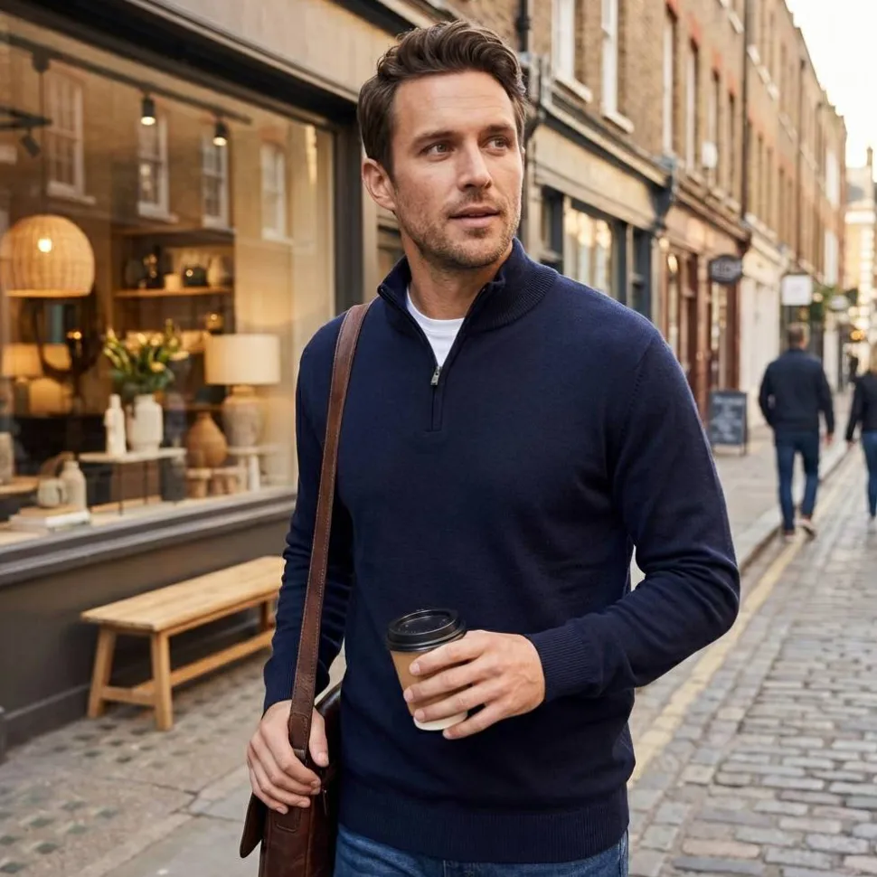 HENBURY HY729 - Pull Col Zippé Élégance et Confort