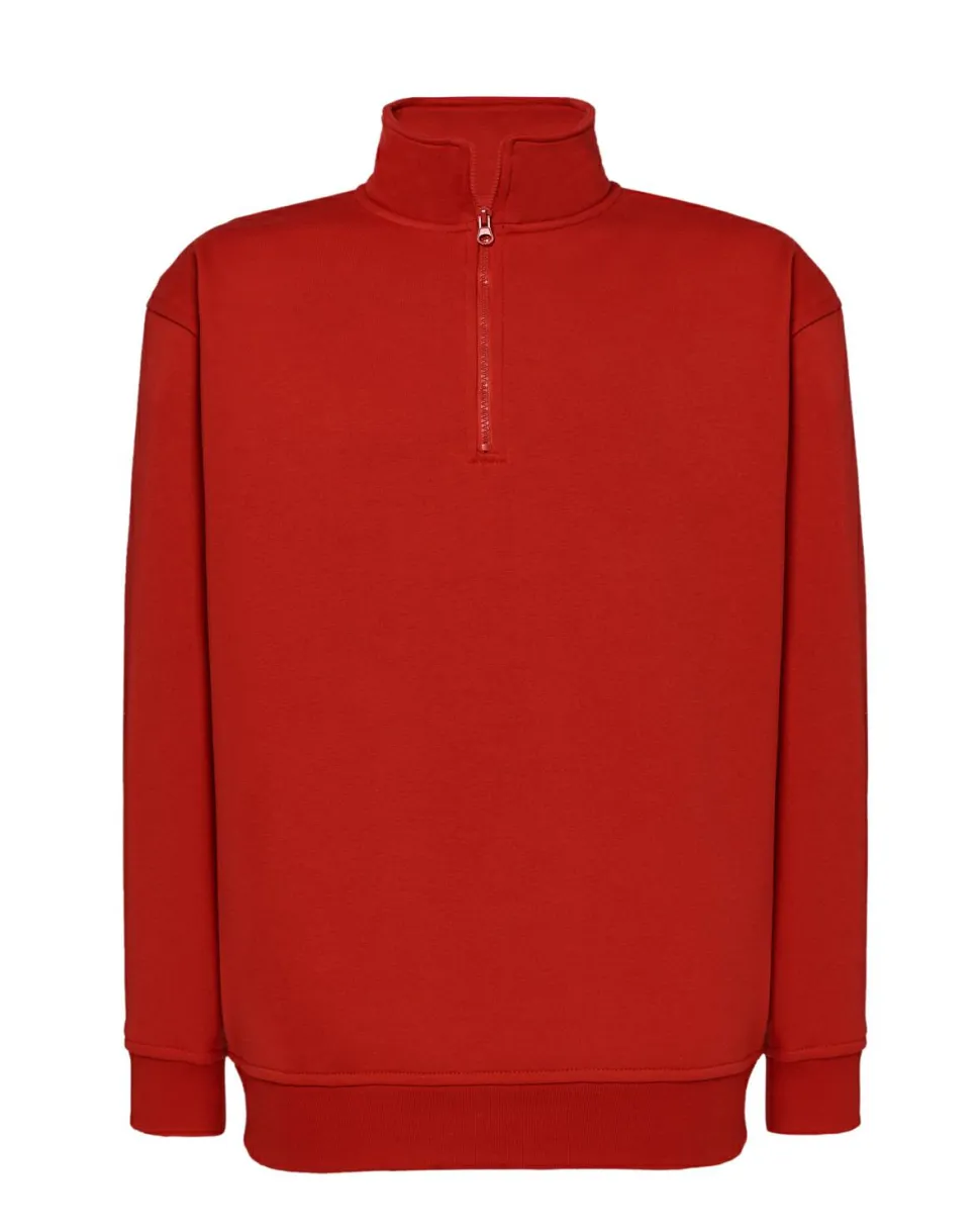 JHK JK296 - Sweat Unisexe à Grand Zip et Col Haut