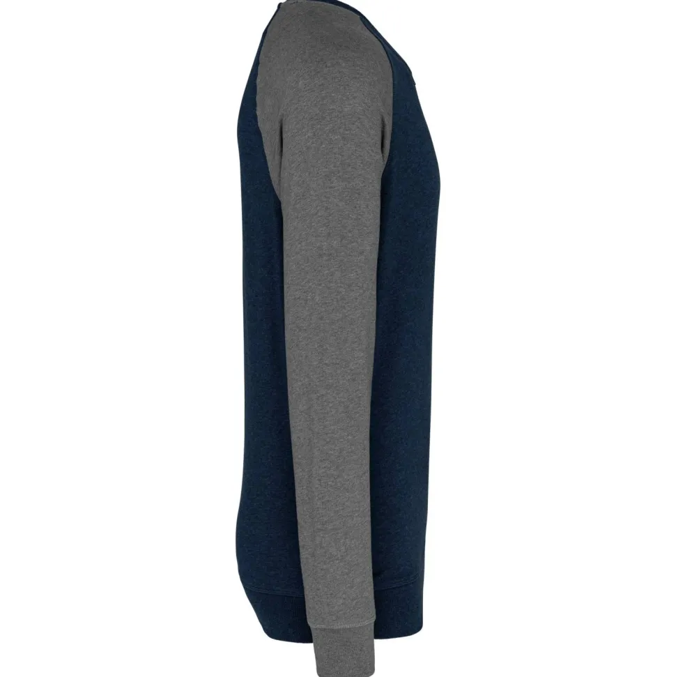 Kariban K491 - Sweat-shirt BIO bicolore col rond manches raglan homme