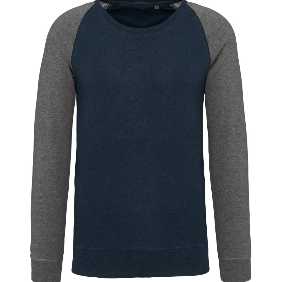 Kariban K491 - Sweat-shirt BIO bicolore col rond manches raglan homme