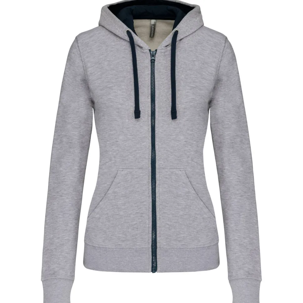 Kariban K467 - Sweat-shirt zippé capuche contrastée femme