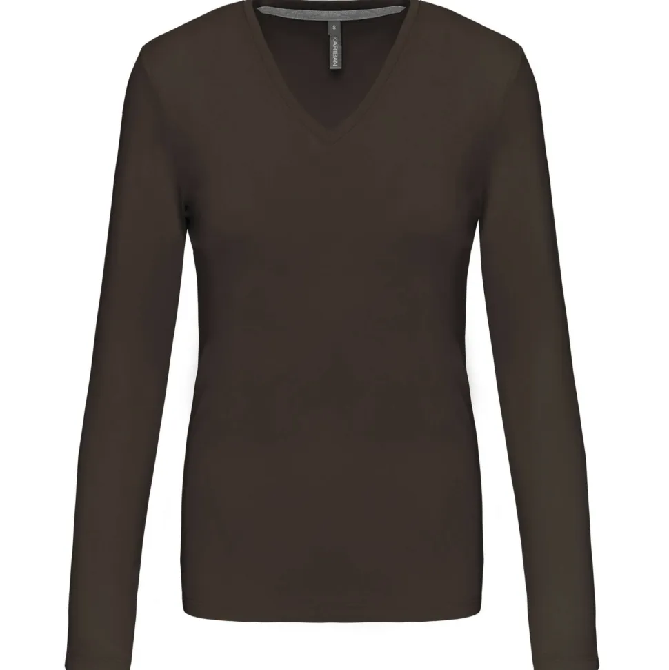Kariban K382 - T-SHIRT COL V MANCHES LONGUES FEMME
