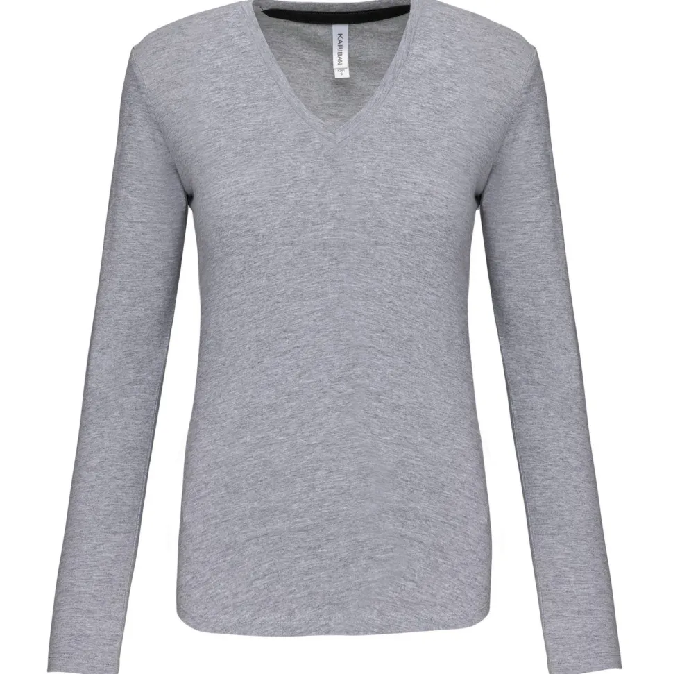 Kariban K382 - T-SHIRT COL V MANCHES LONGUES FEMME