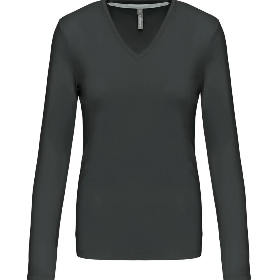 Kariban K382 - T-SHIRT COL V MANCHES LONGUES FEMME
