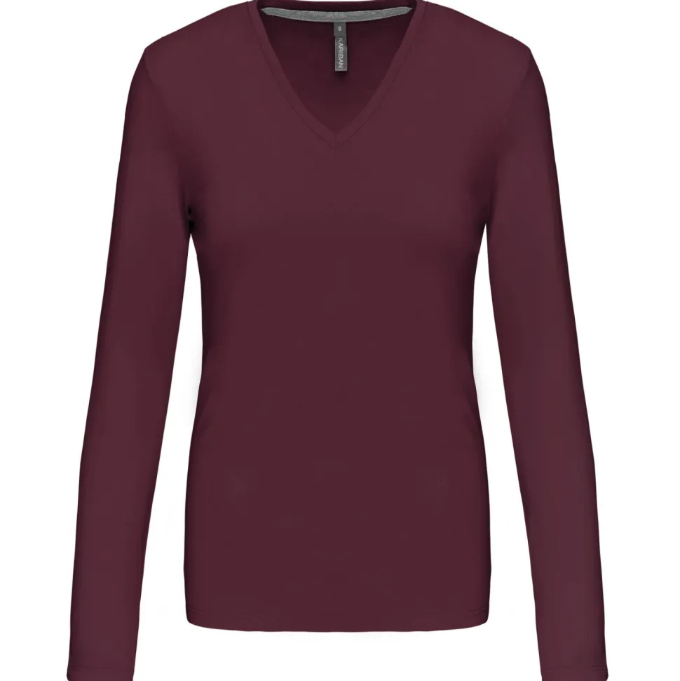 Kariban K382 - T-SHIRT COL V MANCHES LONGUES FEMME