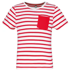 Kariban K379 - T-shirt rayé marin avec poche manches courtes enfant