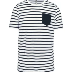 Kariban K378 - T-shirt rayé marin avec poche manches courtes