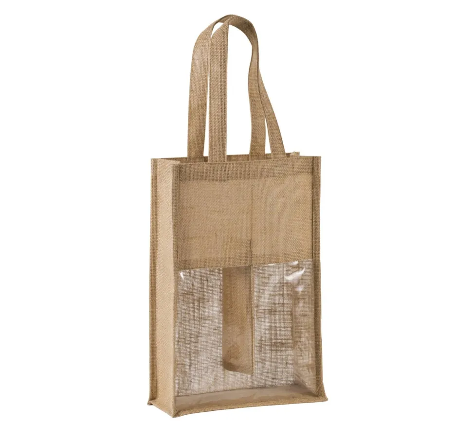 Kimood KI0268 - Sac porte bouteilles en jute