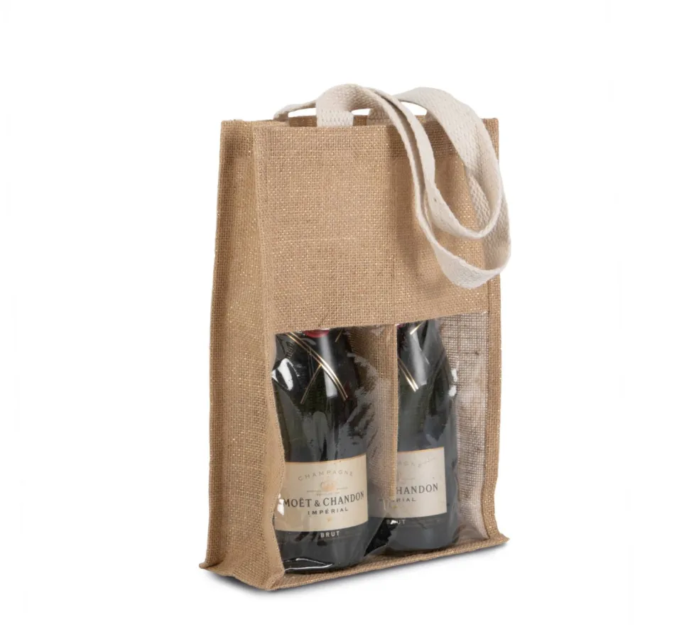 Kimood KI0268 - Sac porte bouteilles en jute