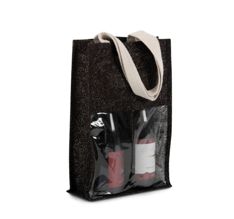 Kimood KI0268 - Sac porte bouteilles en jute