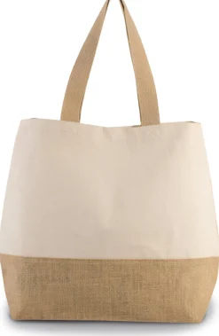 Kimood KI0235 - Sac shopping en toiles de coton & jute