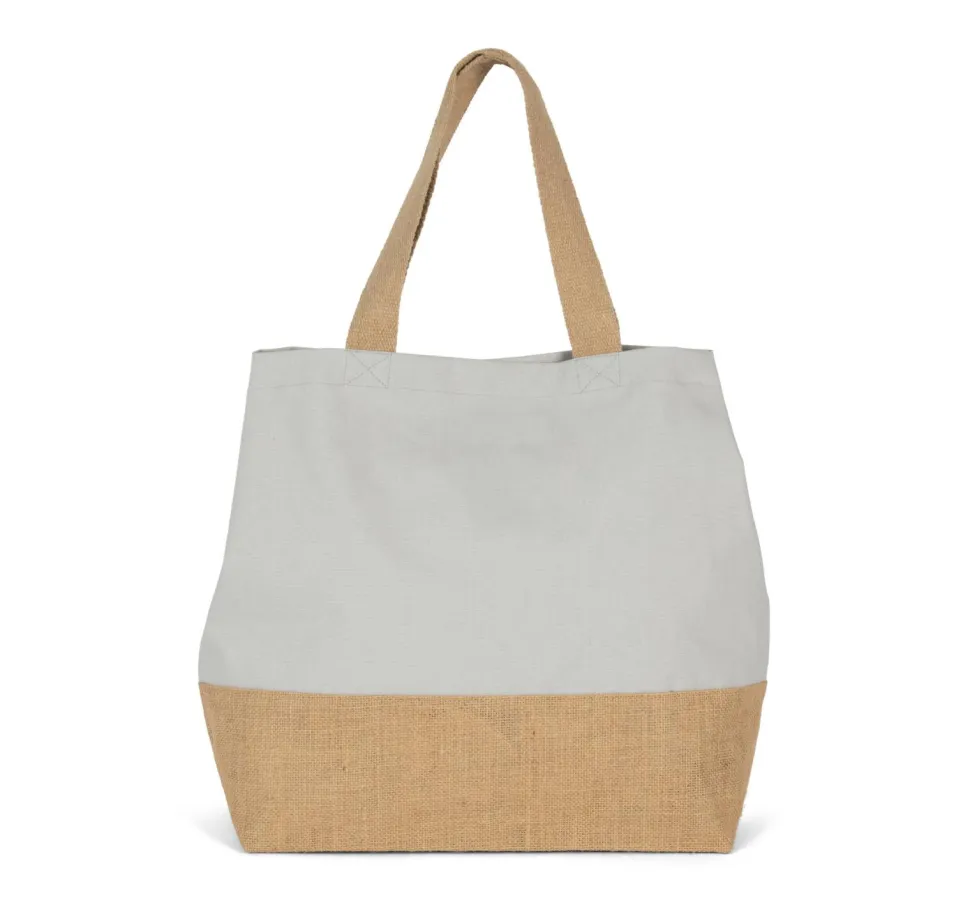 Kimood KI0235 - Sac shopping en toiles de coton & jute
