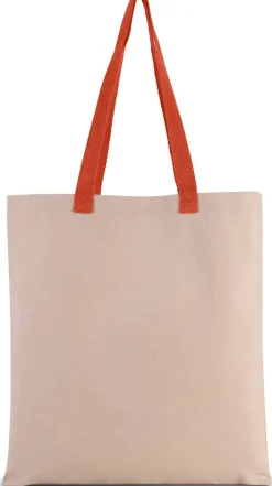 Kimood KI0277 - Sac shopping plat en toile avec poignées contrastées