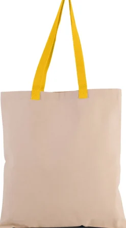 Kimood KI0277 - Sac shopping plat en toile avec poignées contrastées