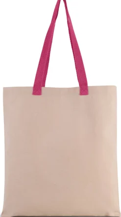 Kimood KI0277 - Sac shopping plat en toile avec poignées contrastées