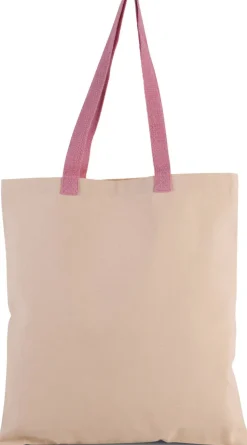 Kimood KI0277 - Sac shopping plat en toile avec poignées contrastées