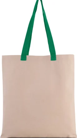 Kimood KI0277 - Sac shopping plat en toile avec poignées contrastées