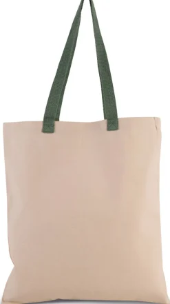 Kimood KI0277 - Sac shopping plat en toile avec poignées contrastées
