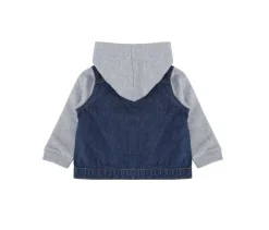 LARKWOOD LW750 - Veste en Jean avec Capuche et Manches Contrastées