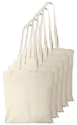 Pack de 5 Westford mill WM101 - Sac Cabas Personnalisable en Coton Westford Mill