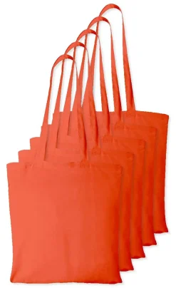 Pack de 5 Westford mill WM101 - Sac Cabas Personnalisable en Coton Westford Mill