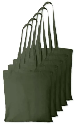 Pack de 5 Westford mill WM101 - Sac Cabas Personnalisable en Coton Westford Mill