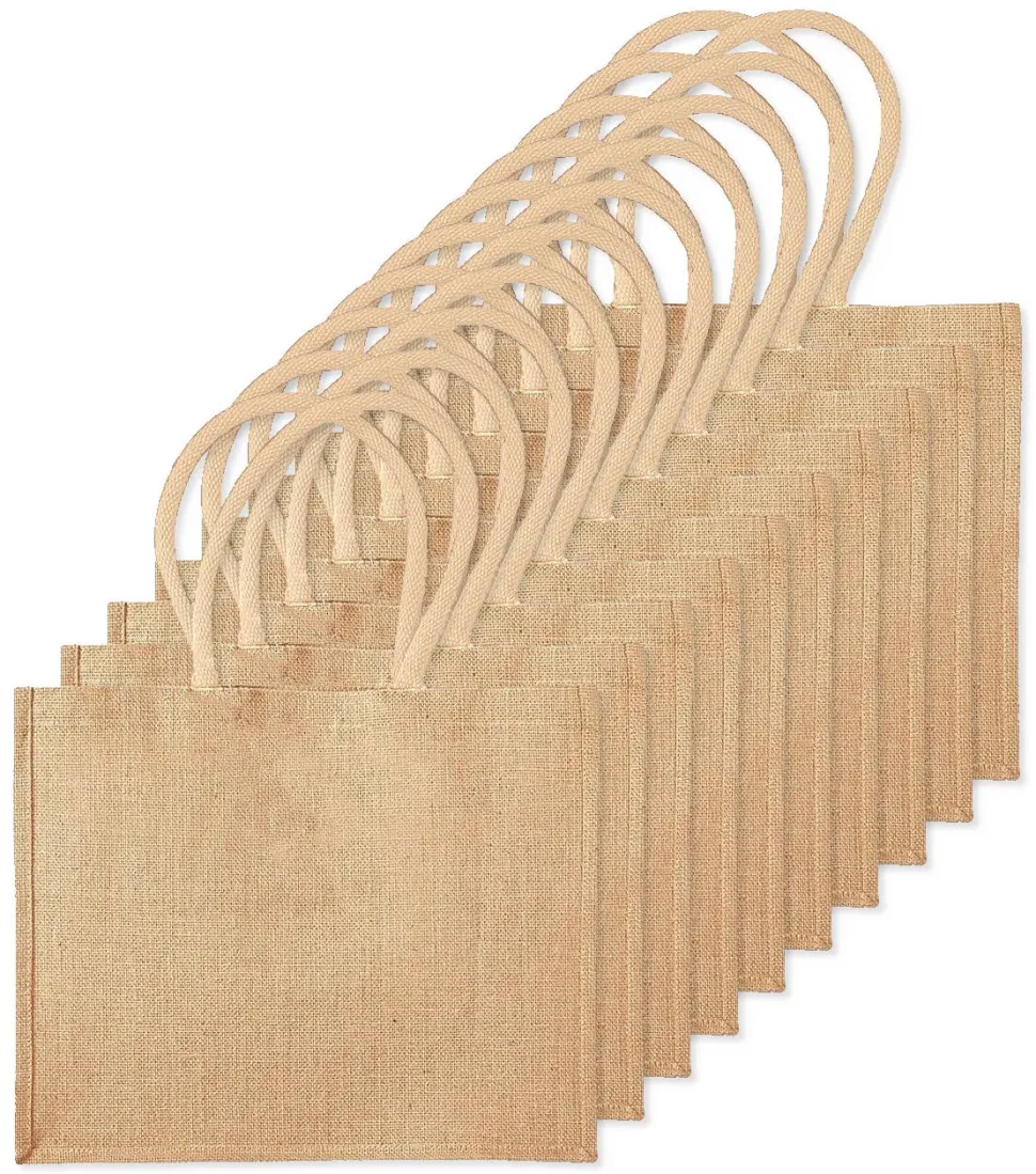 Pack de 25 Westford mill WM412 - Petit Sac en Toile de Jute - poignées en coton - dimensions 26x22x14cm