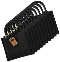 Pack de 75 Westford mill WM412 - Petit Sac en Toile de Jute - poignées en coton - dimensions 26x22x14cm
