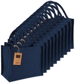 Pack de 75 Westford mill WM412 - Petit Sac en Toile de Jute - poignées en coton - dimensions 26x22x14cm