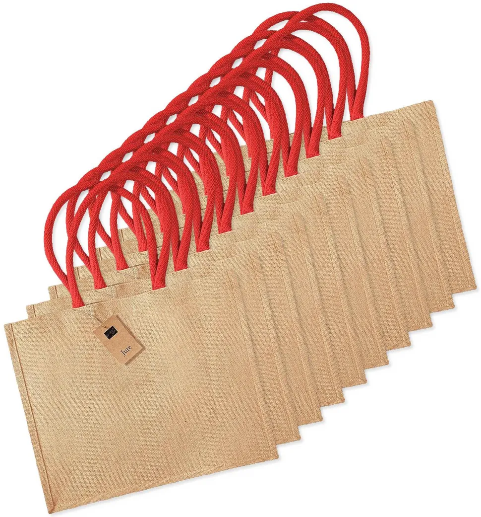 Pack de 125 Westford mill WM412 - Petit Sac en Toile de Jute - poignées en coton - dimensions 26x22x14cm