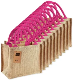 Pack de 125 Westford mill WM412 - Petit Sac en Toile de Jute - poignées en coton - dimensions 26x22x14cm