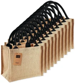Pack de 125 Westford mill WM412 - Petit Sac en Toile de Jute - poignées en coton - dimensions 26x22x14cm